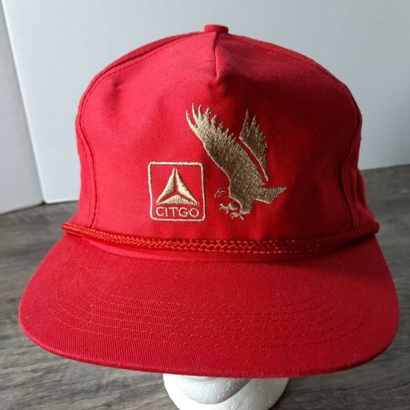 Vintage Citgo GAS Logo red Snapback AMERICA EAGLE - Picture 1 of 8